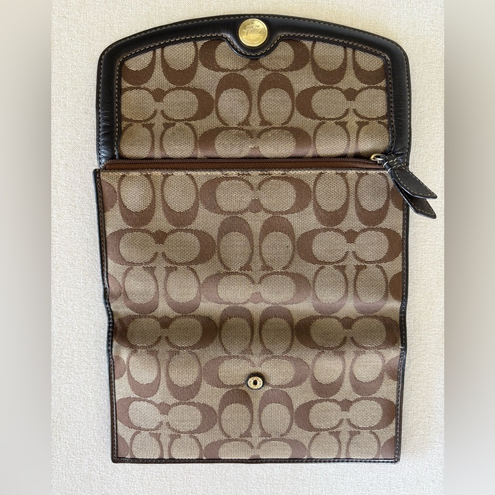 Vintage Coach wallet Y2K canvas leather tan beige brown - Picture 2 of 10